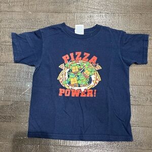 Navy Blue Kids T-Shirt with Pizza Power Graphic